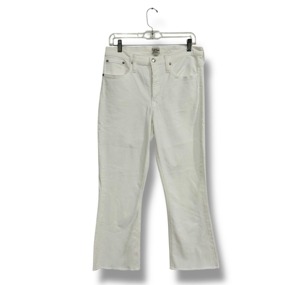 J.Crew White Denim Flared Leg Jeans Women’s Size 31 Frayed Hem